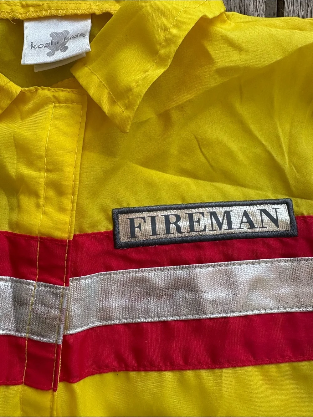 Koala Kids Yellow and Red Fireman Costume Jacket and pants with Reflective Strip